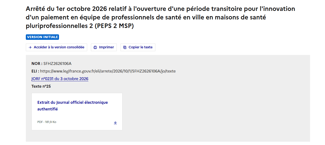 Forfait au lieu de l'acte : en MSP, PEPS 2 sort de l'expérimentation