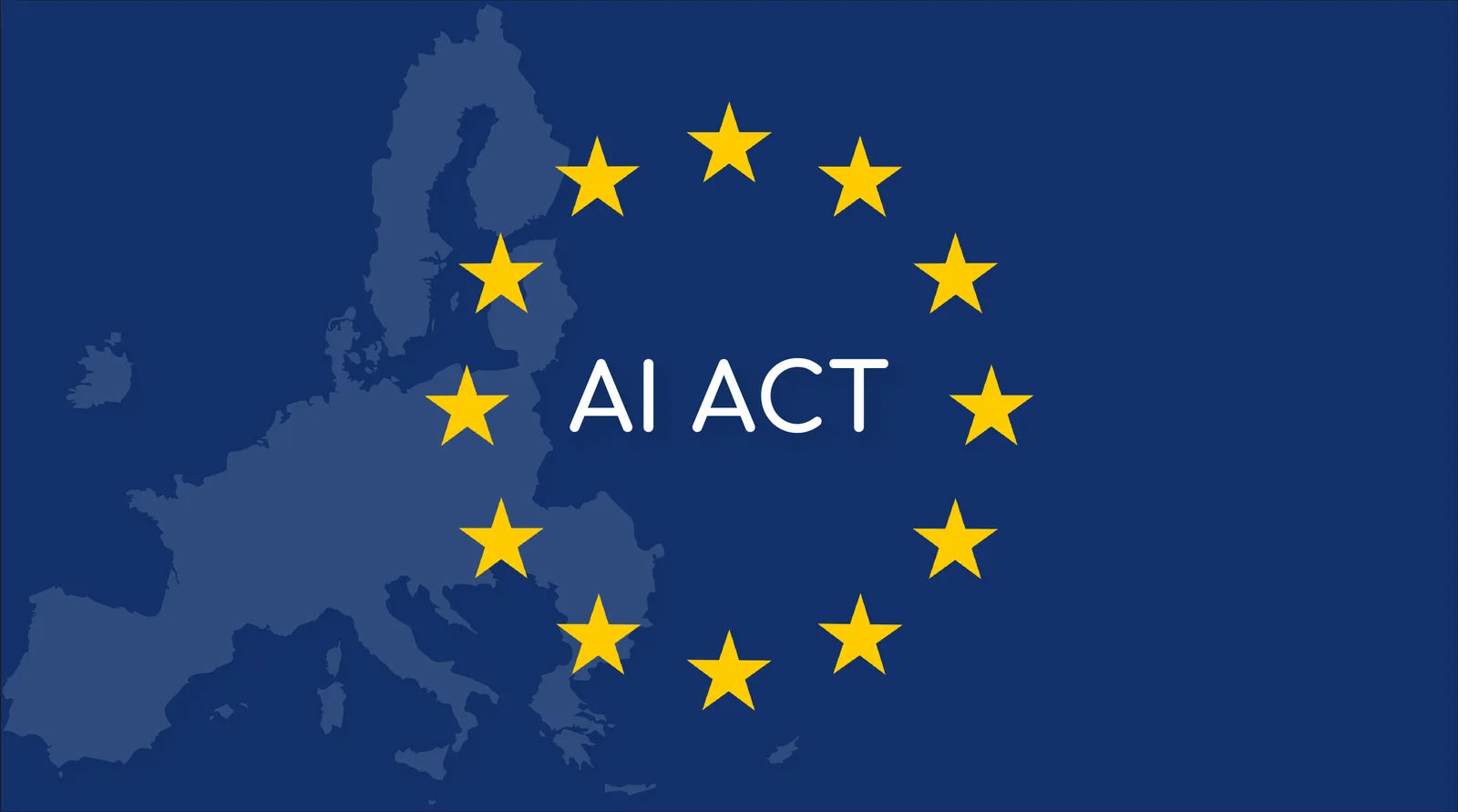 Visuel « AI Act » avec la carte de l'Europe et le cercle d'étoiles européen