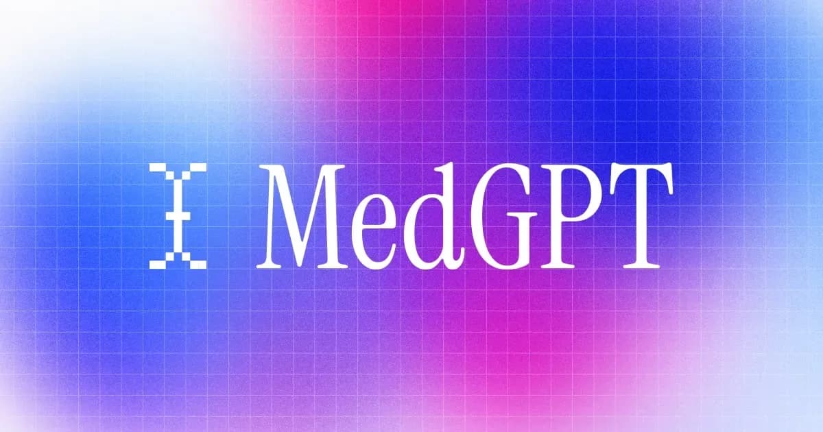 Bannière « MedGPT » sur fond dégradé bleu, rose et violet