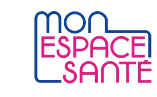 Logo du service Mon espace santé sur fond rose